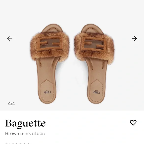 Fendi Mink Fur Baguette Slides - Picture 4 of 6